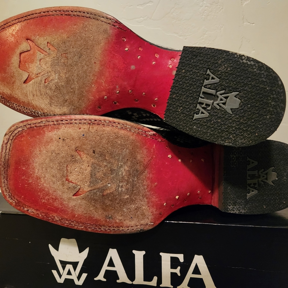 Alfa Python Print Cowboy Boots 10E - image 6